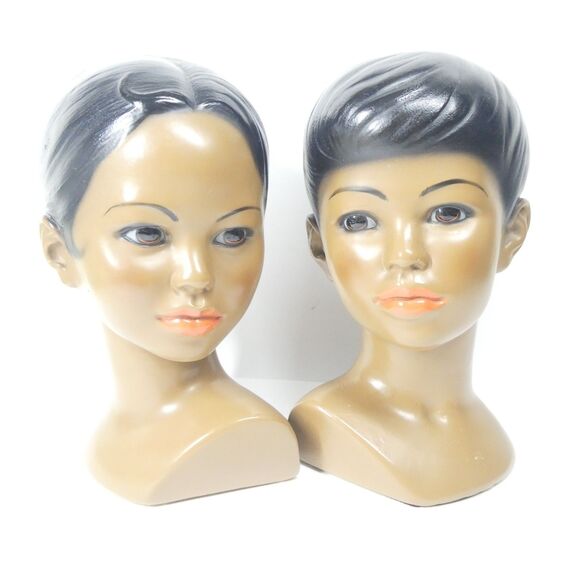 Other - 2 Marwal Busts Chalkware 1960s African American Heads Statues Ceramic MCM